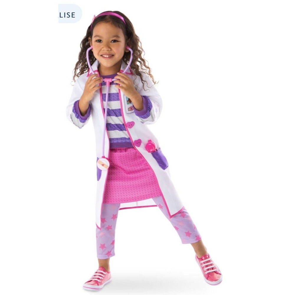 Disney Store Doc McStuffins Costume Kids Scrubs, Headband Stethoscope Size 7/8